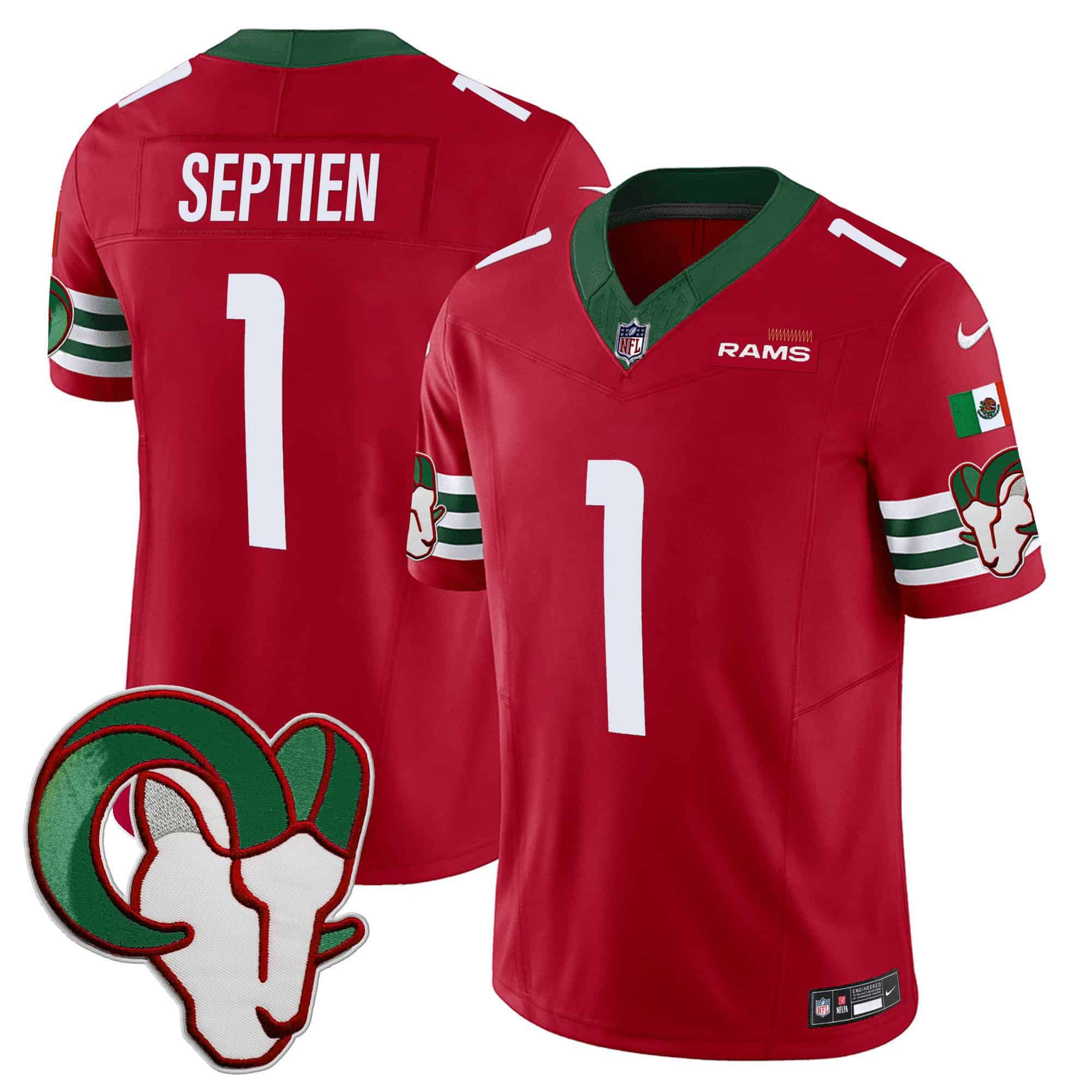 Men Los Angeles Rams #1 Septien Red 2024 Nike Mexico Vapor Limited NFL Jersey style 1->indianapolis colts->NFL Jersey